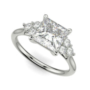 Brisa Princess Cut Pave Cluster 4 Prong Engagement Ring Setting - Nivetta